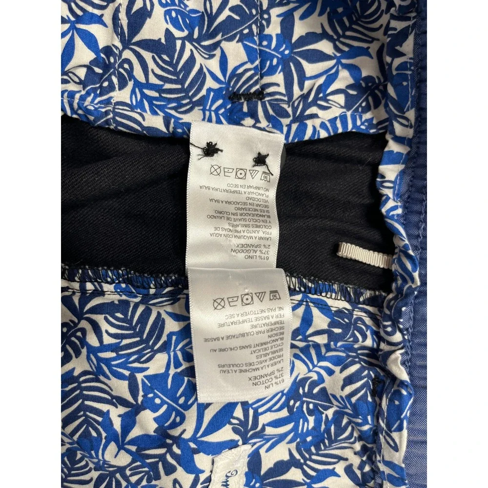 Tommy Bahama Boracay Pants Mens 3XL Big Blue Linen Blend Elastic Waist Trouser